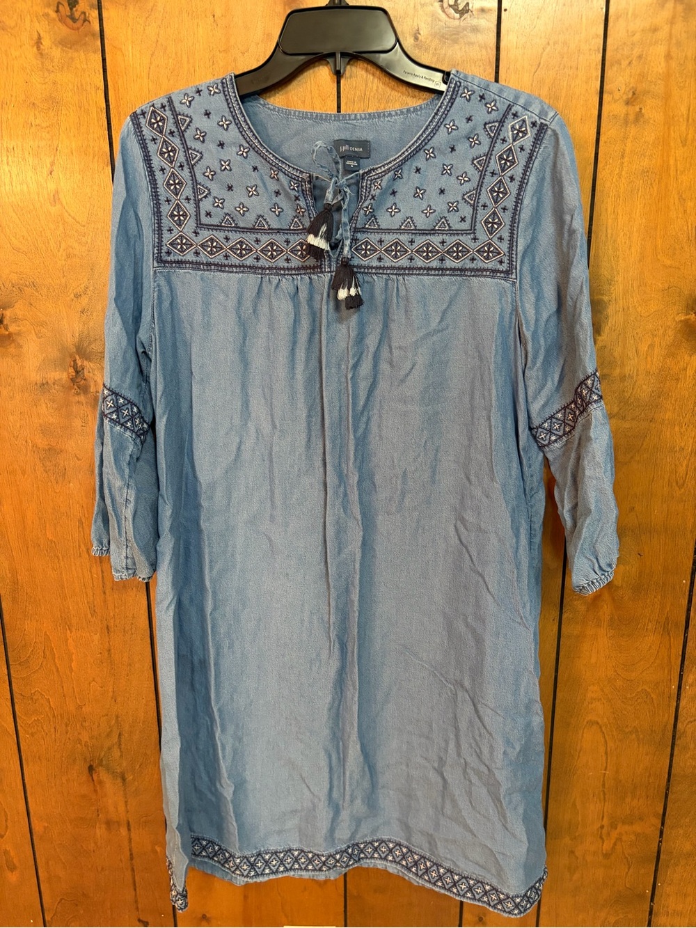 J. Jill Light Blue Embroidered Midi Dress